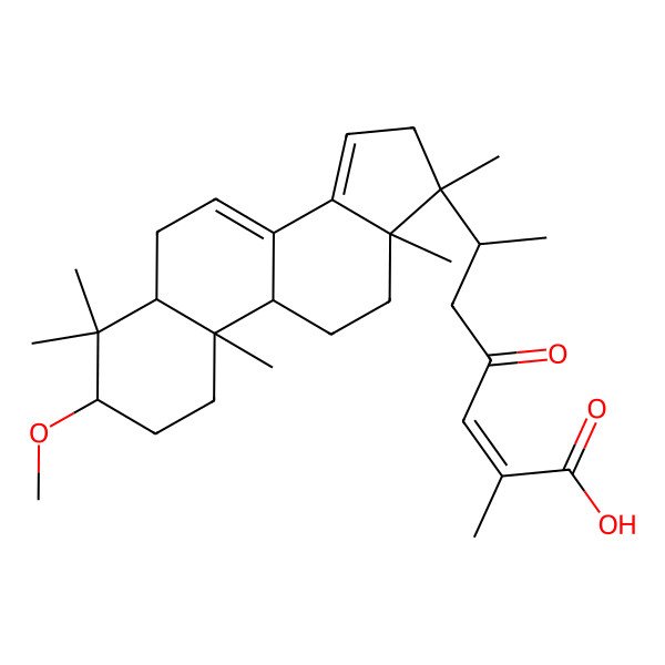 2D Structure of 6-(3-methoxy-4,4,10,13,17-pentamethyl-2,3,5,6,9,11,12,16-octahydro-1H-cyclopenta[a]phenanthren-17-yl)-2-methyl-4-oxohept-2-enoic acid