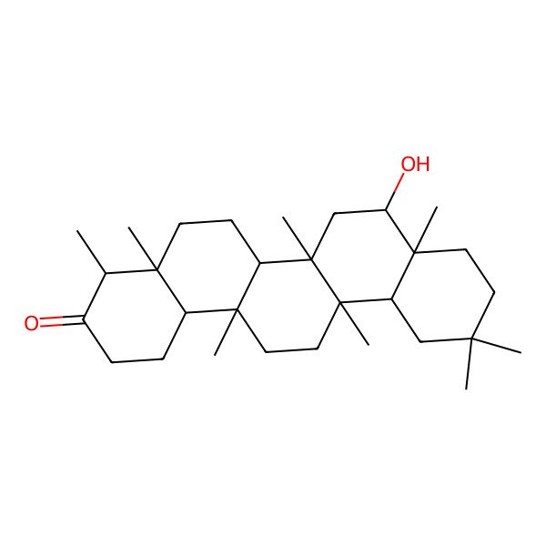 2D Structure of 8-hydroxy-4,4a,6a,6b,8a,11,11,14a-octamethyl-2,4,5,6,6a,7,8,9,10,12,12a,13,14,14b-tetradecahydro-1H-picen-3-one