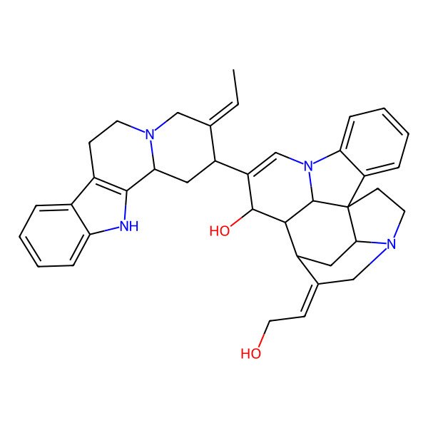 2D Structure of (1R,11S,12R,13R,14E,19S,21S)-10-[(2R,3E,12bS)-3-ethylidene-2,4,6,7,12,12b-hexahydro-1H-indolo[2,3-a]quinolizin-2-yl]-14-(2-hydroxyethylidene)-8,16-diazahexacyclo[11.5.2.11,8.02,7.016,19.012,21]henicosa-2,4,6,9-tetraen-11-ol