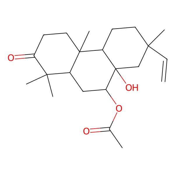 2D Structure of (7-ethenyl-8a-hydroxy-1,1,4a,7-tetramethyl-2-oxo-4,4b,5,6,8,9,10,10a-octahydro-3H-phenanthren-9-yl) acetate