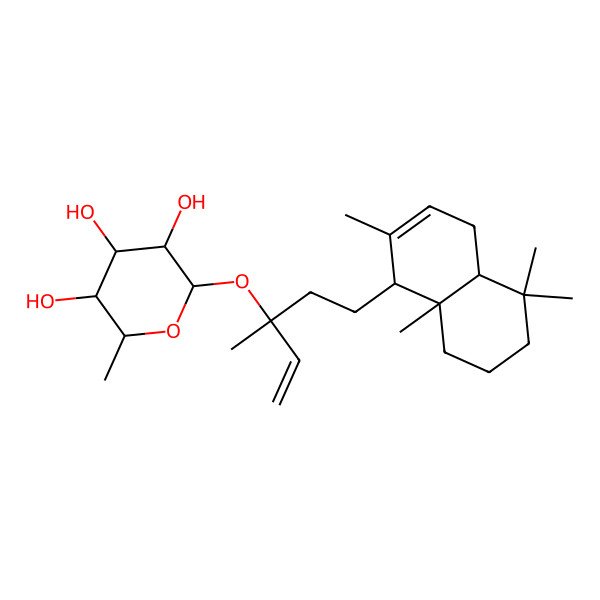 2D Structure of (2S,3R,4S,5R,6R)-2-[(3R)-5-[(1S,4aS,8aS)-2,5,5,8a-tetramethyl-1,4,4a,6,7,8-hexahydronaphthalen-1-yl]-3-methylpent-1-en-3-yl]oxy-6-methyloxane-3,4,5-triol