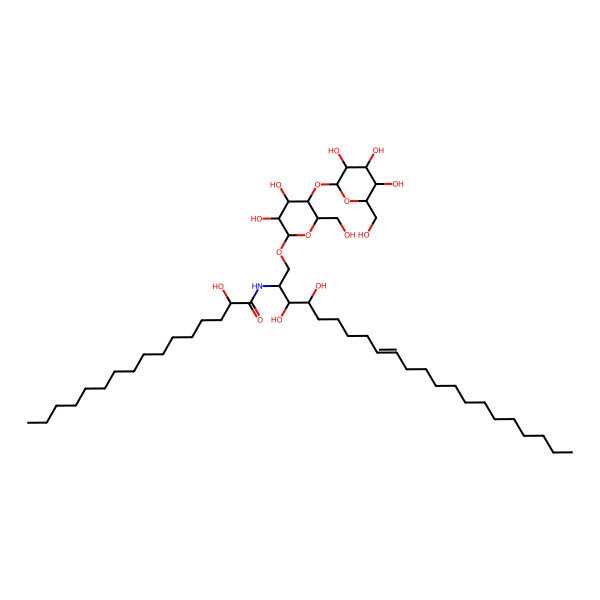 2D Structure of (2R)-N-[(Z,2S,3S,4R)-1-[(2R,3R,4R,5S,6R)-3,4-dihydroxy-6-(hydroxymethyl)-5-[(2S,3R,4S,5R,6R)-3,4,5-trihydroxy-6-(hydroxymethyl)oxan-2-yl]oxyoxan-2-yl]oxy-3,4-dihydroxydocos-9-en-2-yl]-2-hydroxyhexadecanamide