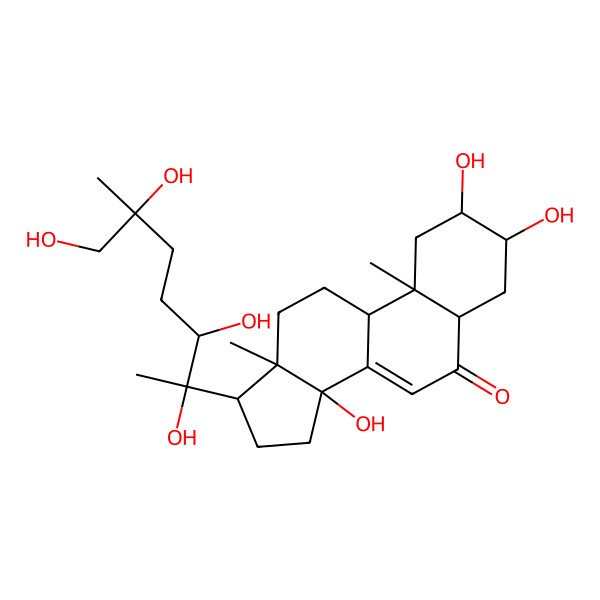 2D Structure of (2S,3R,5R,9R,10R,13R,14S,17S)-2,3,14-trihydroxy-10,13-dimethyl-17-[(2R,3R,6S)-2,3,6,7-tetrahydroxy-6-methylheptan-2-yl]-2,3,4,5,9,11,12,15,16,17-decahydro-1H-cyclopenta[a]phenanthren-6-one