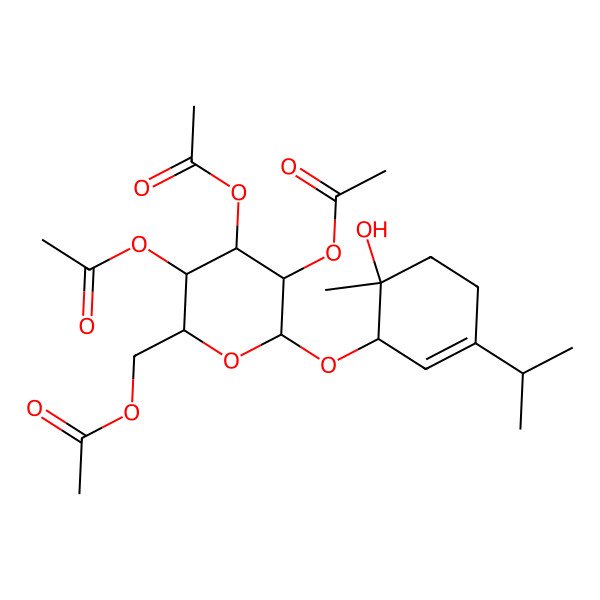 2D Structure of [3,4,5-Triacetyloxy-6-(6-hydroxy-6-methyl-3-propan-2-ylcyclohex-2-en-1-yl)oxyoxan-2-yl]methyl acetate