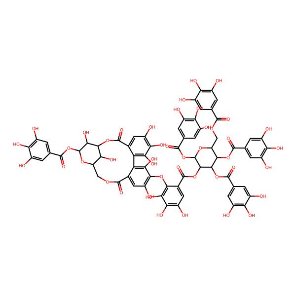 2D Structure of [2,4,5-Tris[(3,4,5-trihydroxybenzoyl)oxy]-6-[(3,4,5-trihydroxybenzoyl)oxymethyl]oxan-3-yl] 2-[[6,7,8,11,13,22,23-heptahydroxy-3,16-dioxo-21-(3,4,5-trihydroxybenzoyl)oxy-2,17,20-trioxatetracyclo[17.3.1.04,9.010,15]tricosa-4,6,8,10,12,14-hexaen-12-yl]oxy]-3,4,5-trihydroxybenzoate