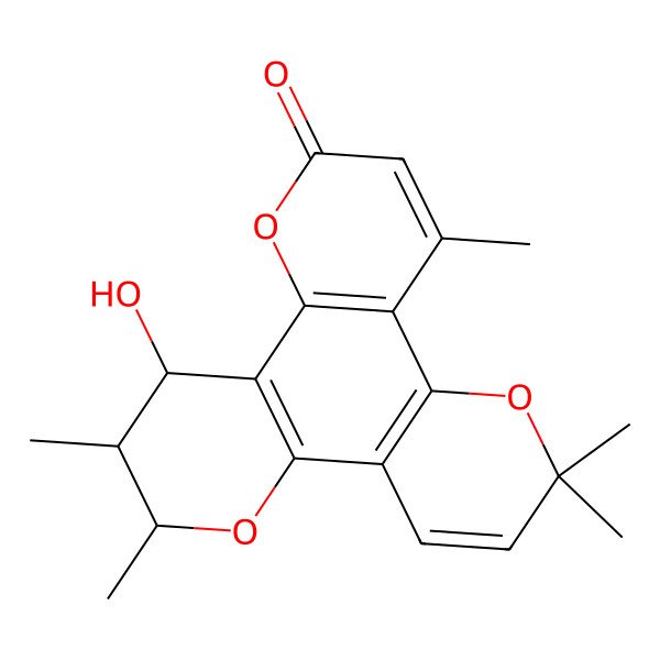 2D Structure of 18-Hydroxy-6,10,10,16,17-pentamethyl-3,9,15-trioxatetracyclo[12.4.0.02,7.08,13]octadeca-1(14),2(7),5,8(13),11-pentaen-4-one