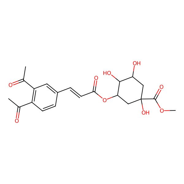 2D Structure of methyl (1R,3S,4S,5S)-3-[3-(3,4-diacetylphenyl)prop-2-enoyloxy]-1,4,5-trihydroxycyclohexane-1-carboxylate