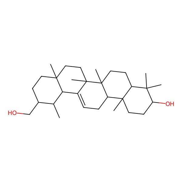2D Structure of 11-(hydroxymethyl)-4,4,6a,6b,8a,12,14b-heptamethyl-2,3,4a,5,6,7,8,9,10,11,12,12a,14,14a-tetradecahydro-1H-picen-3-ol