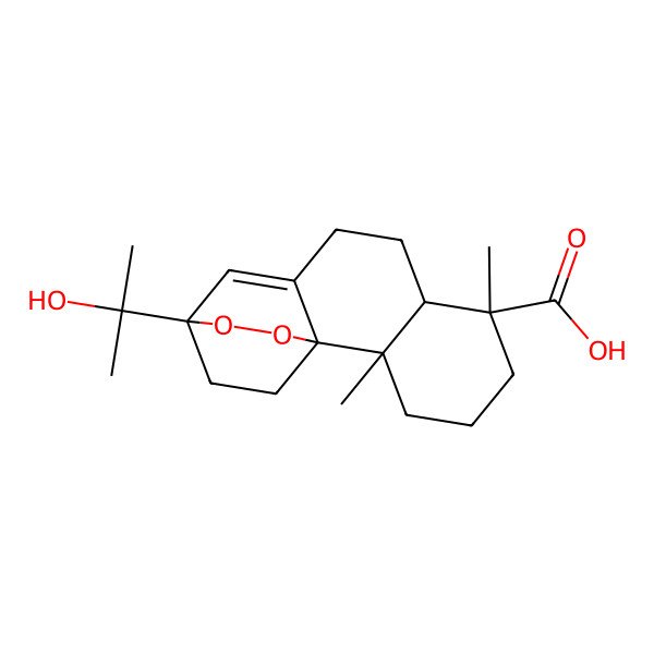 2D Structure of (1R,2S,6R,7R,12S)-12-(2-hydroxypropan-2-yl)-2,6-dimethyl-13,14-dioxatetracyclo[10.2.2.01,10.02,7]hexadec-10-ene-6-carboxylic acid