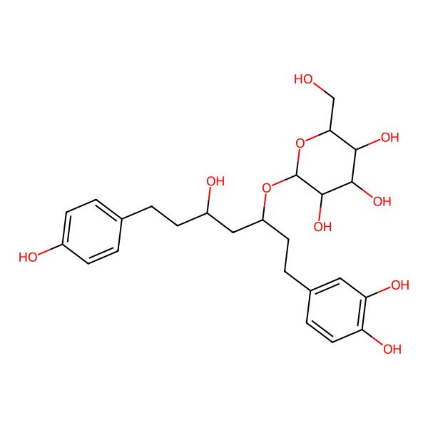 2D Structure of 2-[1-(3,4-Dihydroxyphenyl)-5-hydroxy-7-(4-hydroxyphenyl)heptan-3-yl]oxy-6-(hydroxymethyl)oxane-3,4,5-triol