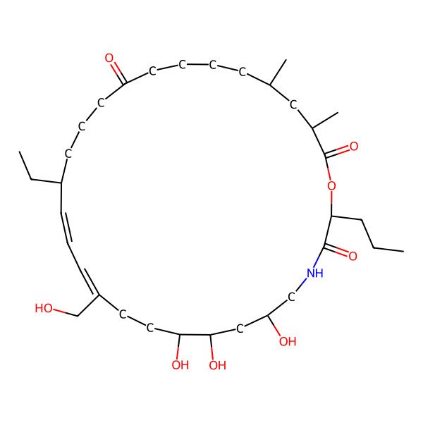 2D Structure of (2S,6S,8S,9R,12Z,14E,16R,25R,27S)-16-ethyl-6,8,9-trihydroxy-12-(hydroxymethyl)-25,27-dimethyl-2-propyl-1-oxa-4-azacyclooctacosa-12,14-diene-3,20,28-trione