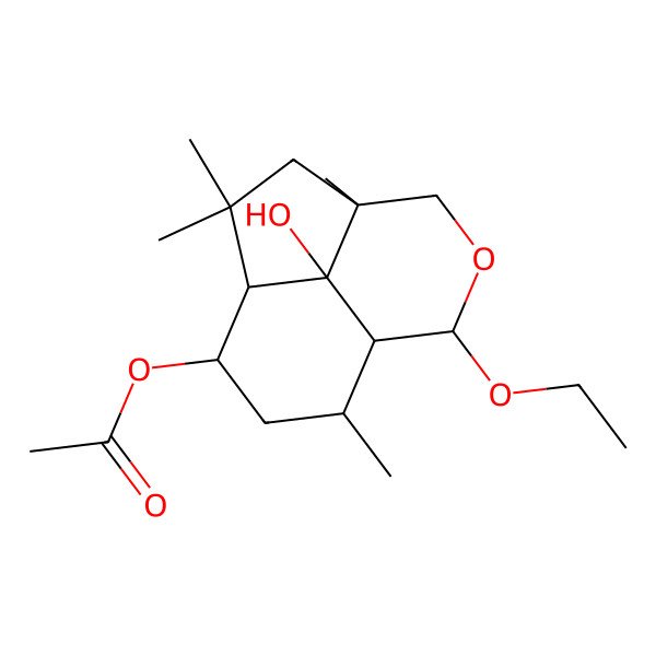 2D Structure of [(1R,4R,7S,8S,9R,11S,12S)-7-ethoxy-12-hydroxy-2,2,4,9-tetramethyl-6-oxatricyclo[6.3.1.04,12]dodecan-11-yl] acetate