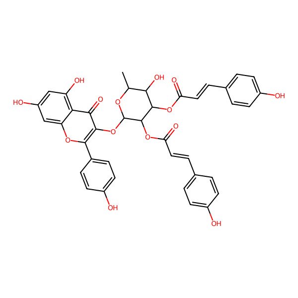 2D Structure of [(2S,3R,4R,5S,6S)-2-[5,7-dihydroxy-2-(4-hydroxyphenyl)-4-oxochromen-3-yl]oxy-5-hydroxy-3-[(E)-3-(4-hydroxyphenyl)prop-2-enoyl]oxy-6-methyloxan-4-yl] 3-(4-hydroxyphenyl)prop-2-enoate