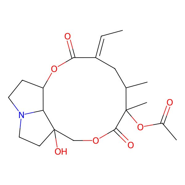 2D Structure of (4-Ethylidene-11-hydroxy-6,7-dimethyl-3,8-dioxo-2,9-dioxa-14-azatricyclo[9.5.1.014,17]heptadecan-7-yl) acetate