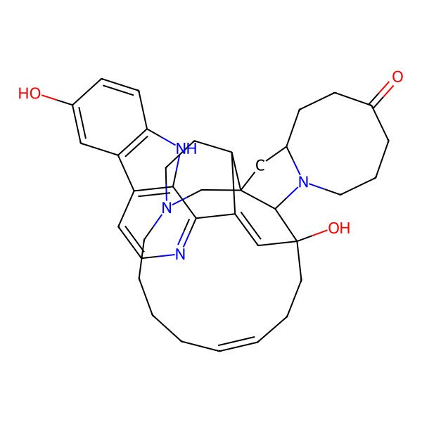 2D Structure of (1R,2R,4S,12R,13S,16E)-13-hydroxy-25-(6-hydroxy-9H-pyrido[3,4-b]indol-1-yl)-11,22-diazapentacyclo[11.11.2.12,22.02,12.04,11]heptacosa-16,25-dien-7-one