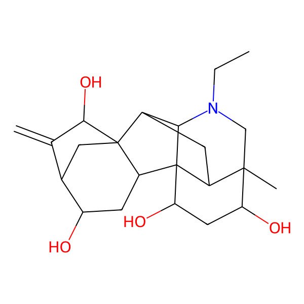 2D Structure of 11-Ethyl-13-methyl-6-methylidene-11-azahexacyclo[7.7.2.15,8.01,10.02,8.013,17]nonadecane-4,7,14,16-tetrol