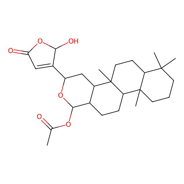 2D Structure of [(1R,3R,4aR,4bS,10aS,12aS)-3-(2-hydroxy-5-oxo-2H-furan-3-yl)-4b,7,7,10a-tetramethyl-1,3,4,4a,5,6,6a,8,9,10,10b,11,12,12a-tetradecahydronaphtho[2,1-f]isochromen-1-yl] acetate
