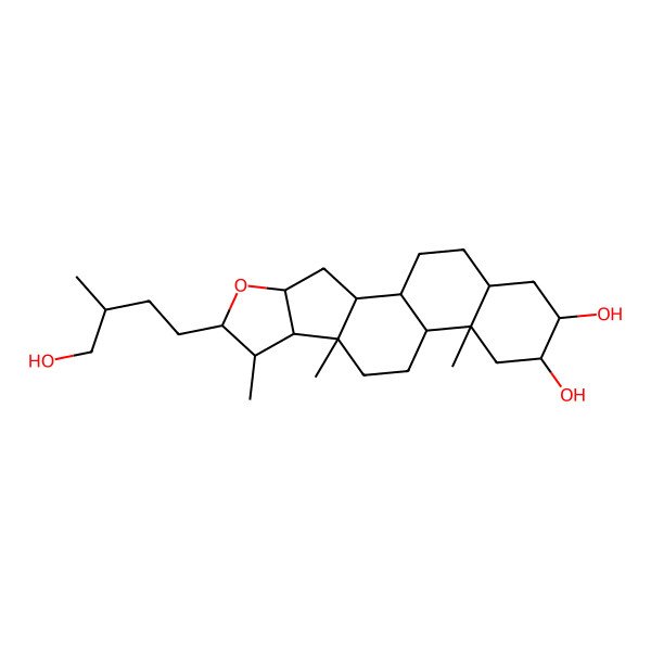 2D Structure of (4S,6R,7S,8R,9S,13S,15R,16R)-6-[(3S)-4-hydroxy-3-methylbutyl]-7,9,13-trimethyl-5-oxapentacyclo[10.8.0.02,9.04,8.013,18]icosane-15,16-diol
