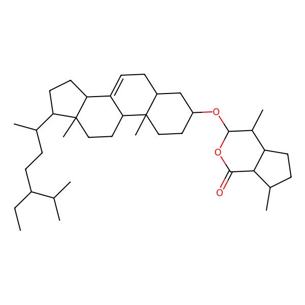 2D Structure of 3-[[17-(5-ethyl-6-methylheptan-2-yl)-10,13-dimethyl-2,3,4,5,6,9,11,12,14,15,16,17-dodecahydro-1H-cyclopenta[a]phenanthren-3-yl]oxy]-4,7-dimethyl-4,4a,5,6,7,7a-hexahydro-3H-cyclopenta[c]pyran-1-one