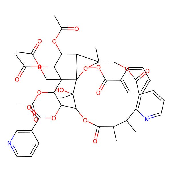 2D Structure of [(1S,3R,13R,14S,17S,18R,19R,20R,21S,22R,23R,24R,25S)-19,21,22-triacetyloxy-20-(acetyloxymethyl)-24-benzoyloxy-25-hydroxy-3,13,14,25-tetramethyl-6,15-dioxo-2,5,16-trioxa-11-azapentacyclo[15.7.1.01,20.03,23.07,12]pentacosa-7(12),8,10-trien-18-yl] pyridine-3-carboxylate