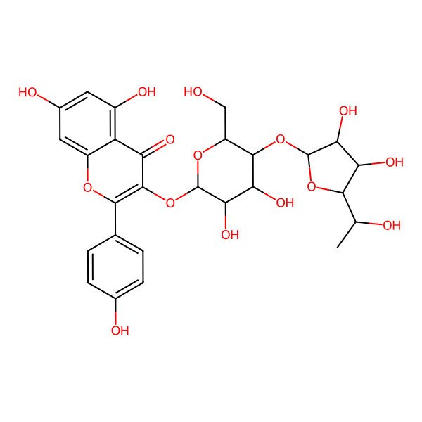 2D Structure of 3-[(2S,3R,4R,5S,6R)-5-[(2S,3R,4S,5S)-3,4-dihydroxy-5-[(1S)-1-hydroxyethyl]oxolan-2-yl]oxy-3,4-dihydroxy-6-(hydroxymethyl)oxan-2-yl]oxy-5,7-dihydroxy-2-(4-hydroxyphenyl)chromen-4-one