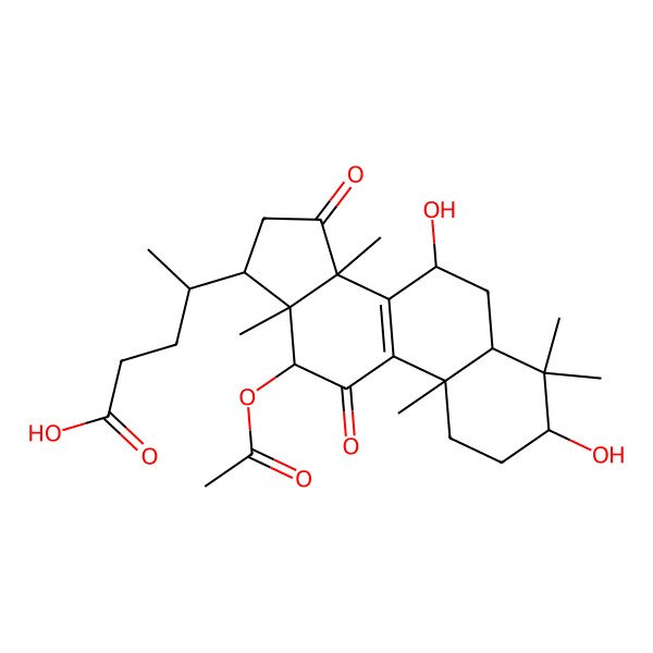 2D Structure of 4-(12-acetyloxy-3,7-dihydroxy-4,4,10,13,14-pentamethyl-11,15-dioxo-2,3,5,6,7,12,16,17-octahydro-1H-cyclopenta[a]phenanthren-17-yl)pentanoic acid