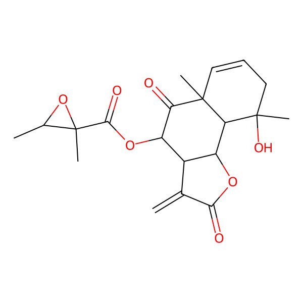 2D Structure of (9-hydroxy-5a,9-dimethyl-3-methylidene-2,5-dioxo-4,8,9a,9b-tetrahydro-3aH-benzo[g][1]benzofuran-4-yl) 2,3-dimethyloxirane-2-carboxylate