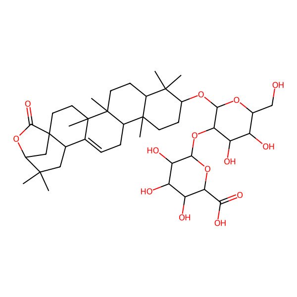 2D Structure of (2S,3S,4S,5R,6R)-6-[(2R,3R,4S,5S,6R)-2-[[(1R,4S,5R,8R,10S,13R,14R,18S,21S)-4,5,9,9,13,20,20-heptamethyl-23-oxo-22-oxahexacyclo[19.2.1.01,18.04,17.05,14.08,13]tetracos-16-en-10-yl]oxy]-4,5-dihydroxy-6-(hydroxymethyl)oxan-3-yl]oxy-3,4,5-trihydroxyoxane-2-carboxylic acid