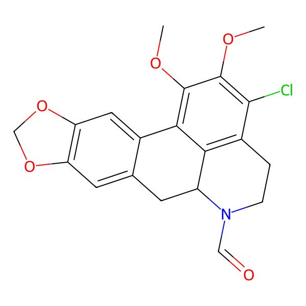 2D Structure of 17-Chloro-18,19-dimethoxy-5,7-dioxa-13-azapentacyclo[10.7.1.02,10.04,8.016,20]icosa-1(19),2,4(8),9,16(20),17-hexaene-13-carbaldehyde