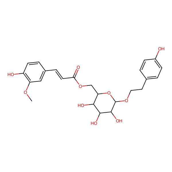 2D Structure of [3,4,5-Trihydroxy-6-[2-(4-hydroxyphenyl)ethoxy]oxan-2-yl]methyl 3-(4-hydroxy-3-methoxyphenyl)prop-2-enoate