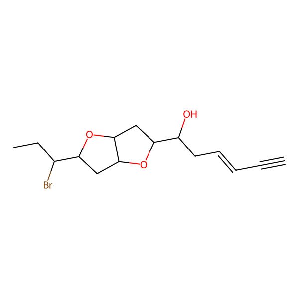 2D Structure of (1R)-1-[(2R,3aS,5R,6aS)-2-[(1S)-1-bromopropyl]-2,3,3a,5,6,6a-hexahydrofuro[3,2-b]furan-5-yl]hex-3-en-5-yn-1-ol