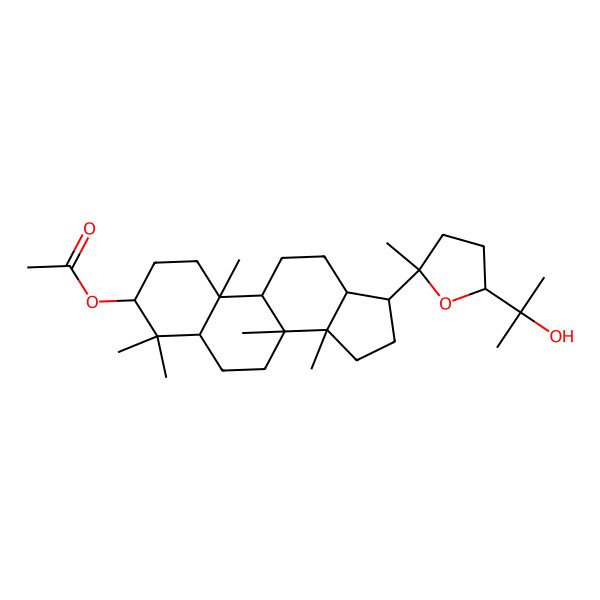 2D Structure of [(3R,5R,8R,9R,10R,13R,14R,17S)-17-[(2R,5S)-5-(2-hydroxypropan-2-yl)-2-methyloxolan-2-yl]-4,4,8,10,14-pentamethyl-2,3,5,6,7,9,11,12,13,15,16,17-dodecahydro-1H-cyclopenta[a]phenanthren-3-yl] acetate