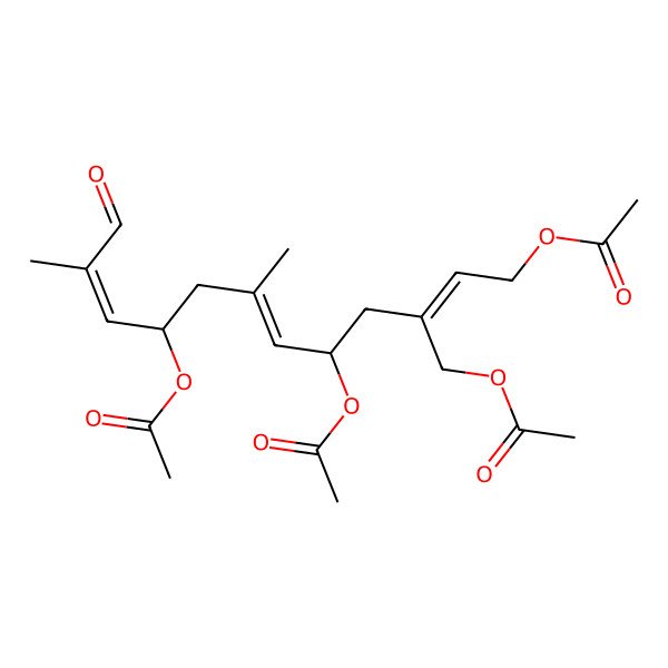 2D Structure of [(2Z,5R,6E,9R,10E)-5,9-diacetyloxy-3-(acetyloxymethyl)-7,11-dimethyl-12-oxododeca-2,6,10-trienyl] acetate