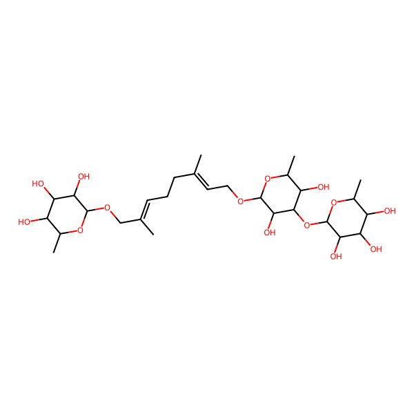 2D Structure of 2-[8-[3,5-Dihydroxy-6-methyl-4-(3,4,5-trihydroxy-6-methyloxan-2-yl)oxyoxan-2-yl]oxy-2,6-dimethylocta-2,6-dienoxy]-6-methyloxane-3,4,5-triol