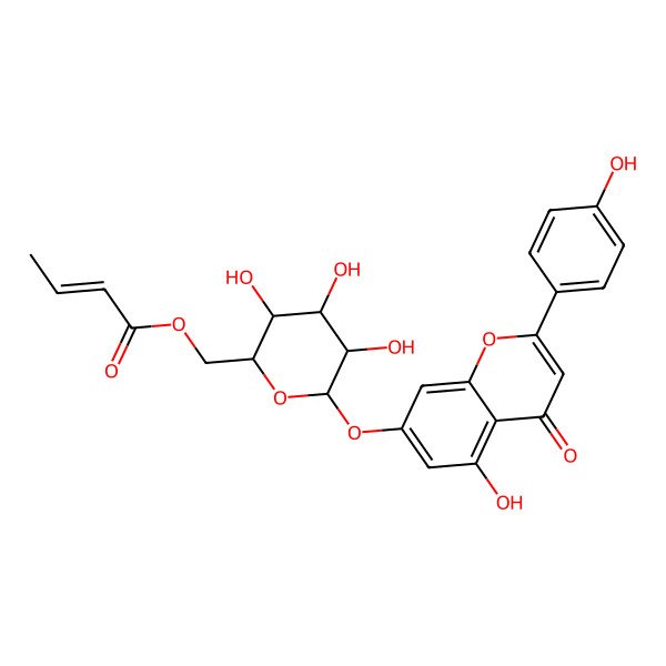 2D Structure of [3,4,5-Trihydroxy-6-[5-hydroxy-2-(4-hydroxyphenyl)-4-oxochromen-7-yl]oxyoxan-2-yl]methyl but-2-enoate