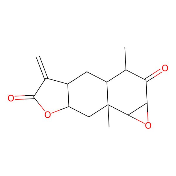 2D Structure of (1S,3R,7R,9R,10R,12R,14S)-9,14-dimethyl-4-methylidene-6,11-dioxatetracyclo[7.5.0.03,7.010,12]tetradecane-5,13-dione