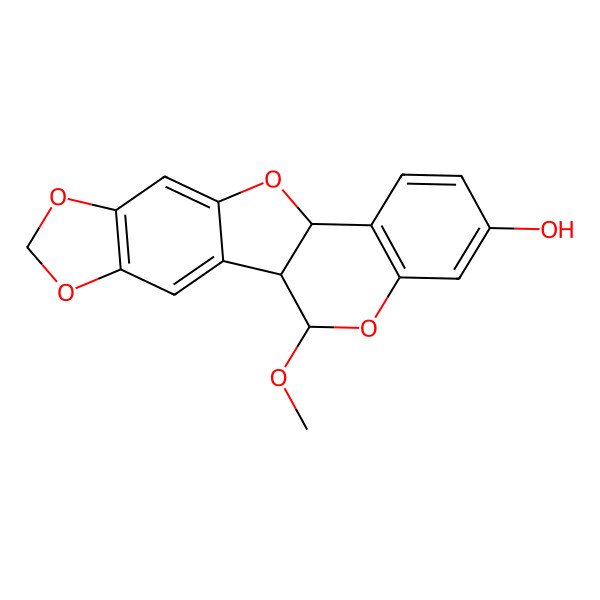 2D Structure of (1S,12S,20S)-20-methoxy-5,7,11,19-tetraoxapentacyclo[10.8.0.02,10.04,8.013,18]icosa-2,4(8),9,13(18),14,16-hexaen-16-ol