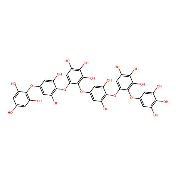 2D Structure of 5-[4-[6-[2,6-Dihydroxy-4-(2,4,6-trihydroxyphenoxy)phenoxy]-2,3,4-trihydroxyphenoxy]-2,6-dihydroxyphenoxy]-4-(3,4,5-trihydroxyphenoxy)benzene-1,2,3-triol