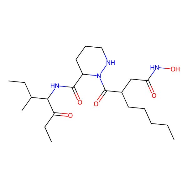 2D Structure of 2-[2-[2-(hydroxyamino)-2-oxoethyl]heptanoyl]-N-(3-methyl-5-oxoheptan-4-yl)diazinane-3-carboxamide