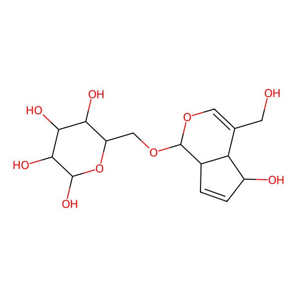 2D Structure of (2R,3R,4S,5S,6R)-6-[[(1R,4aS,5R,7aR)-5-hydroxy-4-(hydroxymethyl)-1,4a,5,7a-tetrahydrocyclopenta[c]pyran-1-yl]oxymethyl]oxane-2,3,4,5-tetrol