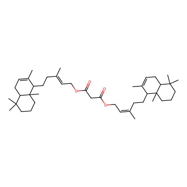 2D Structure of bis[(E)-5-[(1S,4aS,8aS)-2,5,5,8a-tetramethyl-1,4,4a,6,7,8-hexahydronaphthalen-1-yl]-3-methylpent-2-enyl] propanedioate