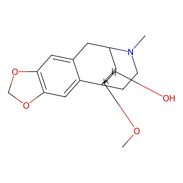 2D Structure of 16-Methoxy-20-methyl-5,7-dioxa-20-azapentacyclo[10.5.3.01,13.02,10.04,8]icosa-2,4(8),9,13,16-pentaen-15-ol