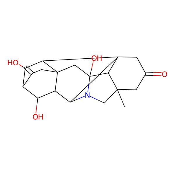2D Structure of (1R,5S,8R,9S,10S,11R,14R,16R,17R,18R,19R)-10,16,19-trihydroxy-5-methyl-12-methylidene-7-azaheptacyclo[9.6.2.01,8.05,17.07,16.09,14.014,18]nonadecan-3-one
