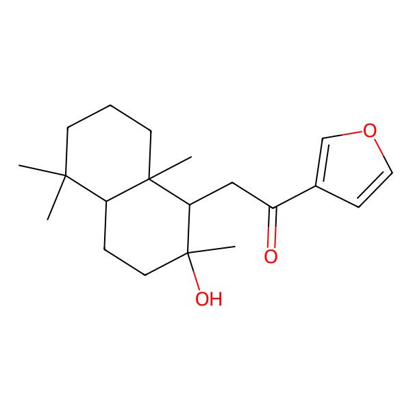 2D Structure of 2-[(1R,2R,4aS,8aS)-2-hydroxy-2,5,5,8a-tetramethyl-3,4,4a,6,7,8-hexahydro-1H-naphthalen-1-yl]-1-(furan-3-yl)ethanone
