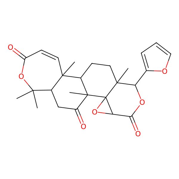 2D Structure of 7-(Furan-2-yl)-1,8,12,17,17-pentamethyl-3,6,16-trioxapentacyclo[9.9.0.02,4.02,8.012,18]icos-13-ene-5,15,20-trione