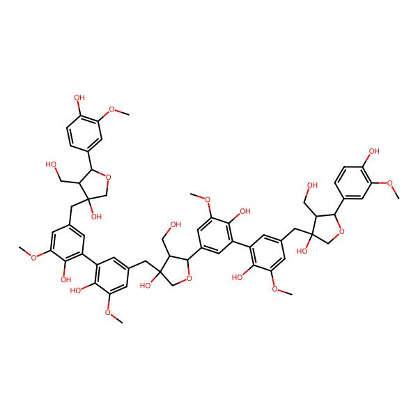 2D Structure of (3R,4R,5S)-3-[[4-hydroxy-3-[2-hydroxy-5-[[(3R,4R,5S)-3-hydroxy-5-[4-hydroxy-3-[2-hydroxy-5-[[(3R,4R,5S)-3-hydroxy-5-(4-hydroxy-3-methoxyphenyl)-4-(hydroxymethyl)oxolan-3-yl]methyl]-3-methoxyphenyl]-5-methoxyphenyl]-4-(hydroxymethyl)oxolan-3-yl]methyl]-3-methoxyphenyl]-5-methoxyphenyl]methyl]-5-(4-hydroxy-3-methoxyphenyl)-4-(hydroxymethyl)oxolan-3-ol