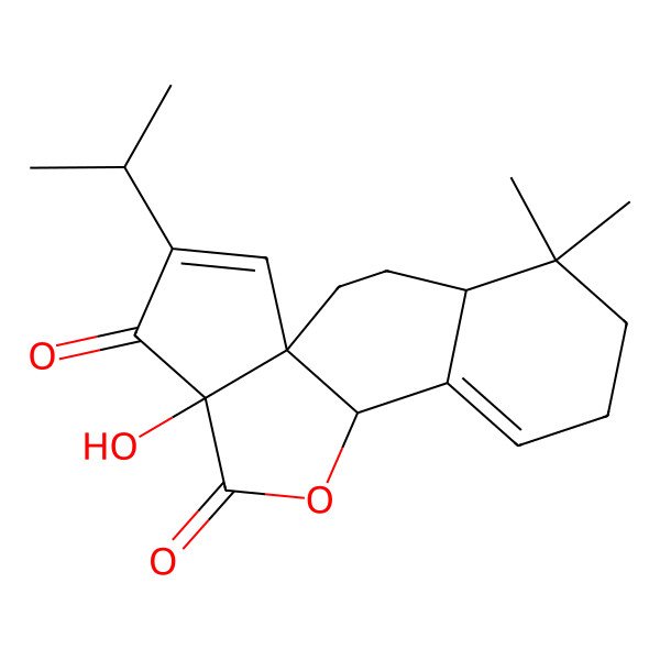 2D Structure of 13-Hydroxy-5,5-dimethyl-15-propan-2-yl-11-oxatetracyclo[8.6.0.01,13.04,9]hexadeca-8,15-diene-12,14-dione