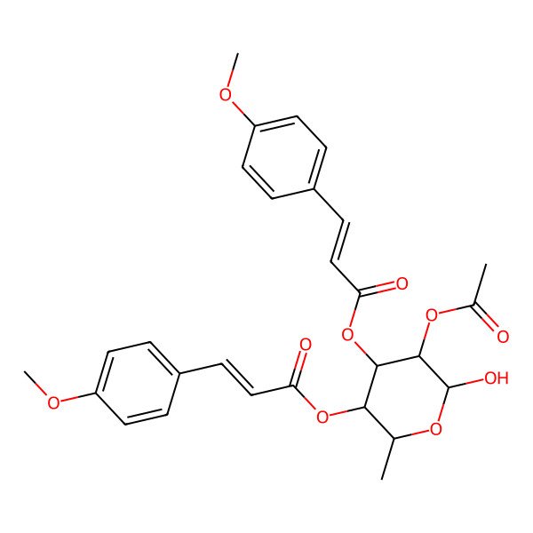 2D Structure of [5-Acetyloxy-6-hydroxy-4-[3-(4-methoxyphenyl)prop-2-enoyloxy]-2-methyloxan-3-yl] 3-(4-methoxyphenyl)prop-2-enoate