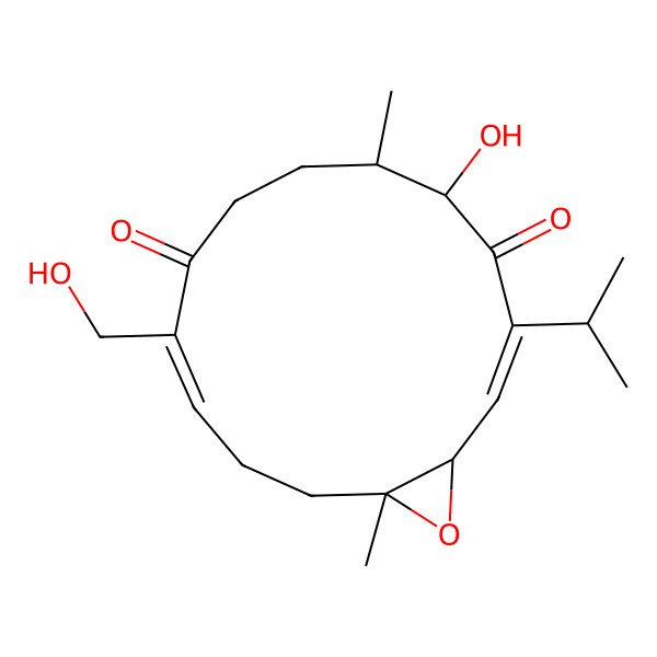 2D Structure of (1S,2E,5S,6R,10Z,14R)-5-hydroxy-10-(hydroxymethyl)-6,14-dimethyl-3-propan-2-yl-15-oxabicyclo[12.1.0]pentadeca-2,10-diene-4,9-dione