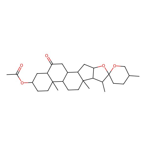 2D Structure of [(1R,2S,4S,5'R,6R,7S,8R,9S,12S,13R,16S,18S)-5',7,9,13-tetramethyl-19-oxospiro[5-oxapentacyclo[10.8.0.02,9.04,8.013,18]icosane-6,2'-oxane]-16-yl] acetate